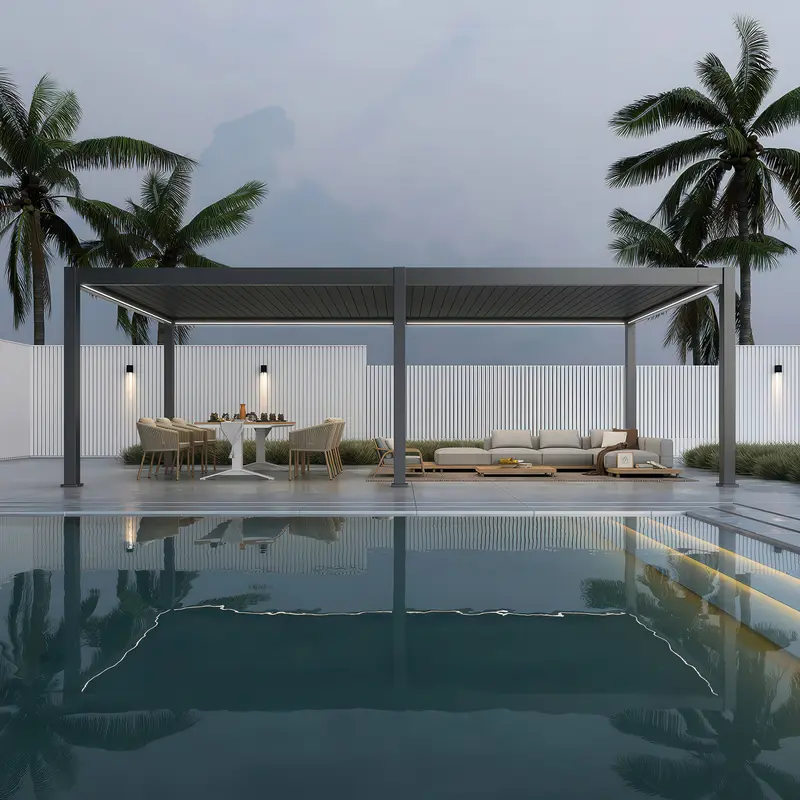 Gutroof Pergola "Deluxe Pro Automatic" 4x8m - elektrisch, LED, Anthrazit