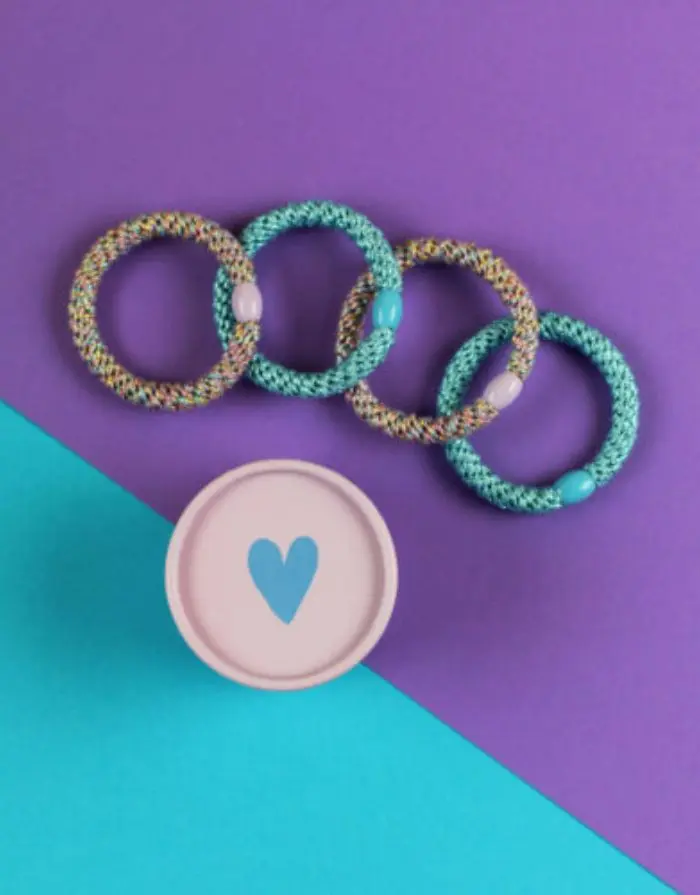 Haargummi 4er Set in Geschenkbox I Flieder/Blau