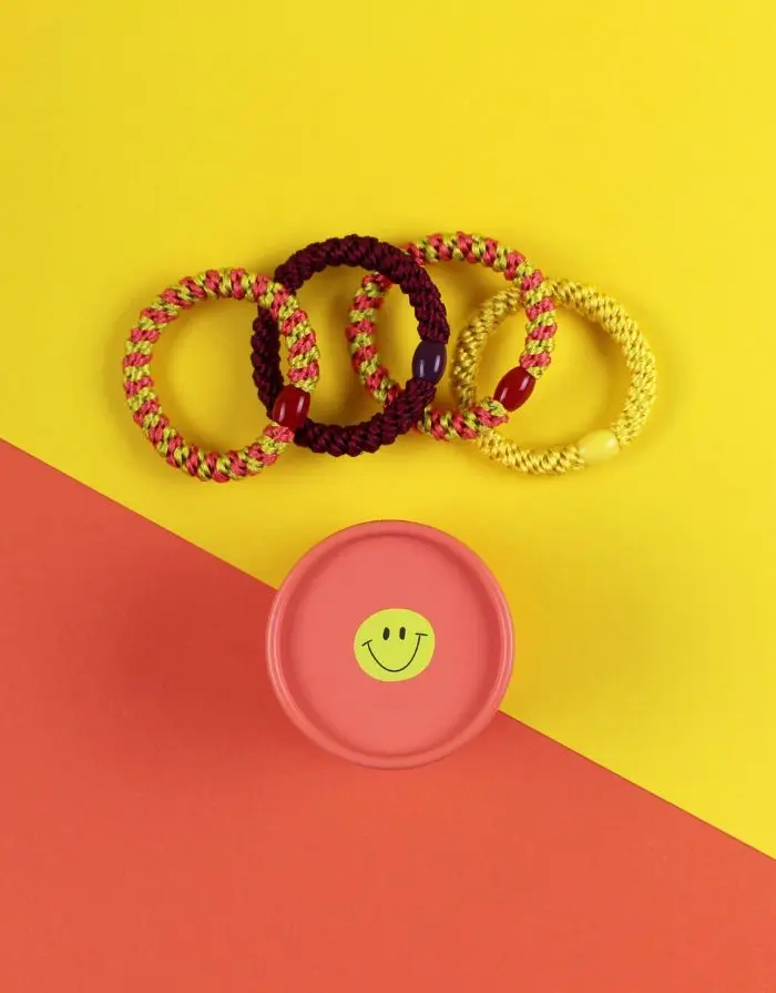 Haargummi 4er Set in Geschenkbox I Koralle/Gelb