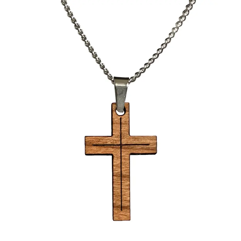 Halskette silber aus Kirschholz Kreuz modern Nr. 100.750