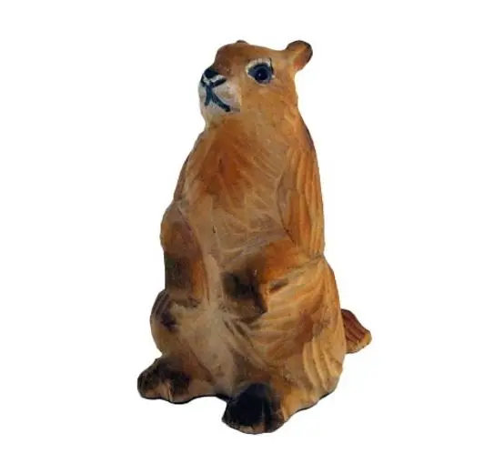 Handgeschnitzter Biber aus Holz ca. 3x4x7 cm bemalt
