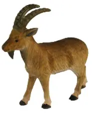 Handgeschnitzter Steinbock aus Holz ca. 11x12 cm bemalt