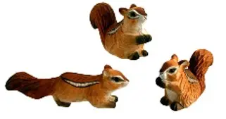 Handgeschnitztes Streifenhörnchen im 3er Set aus Holz ca. 4x5 cm bemalt