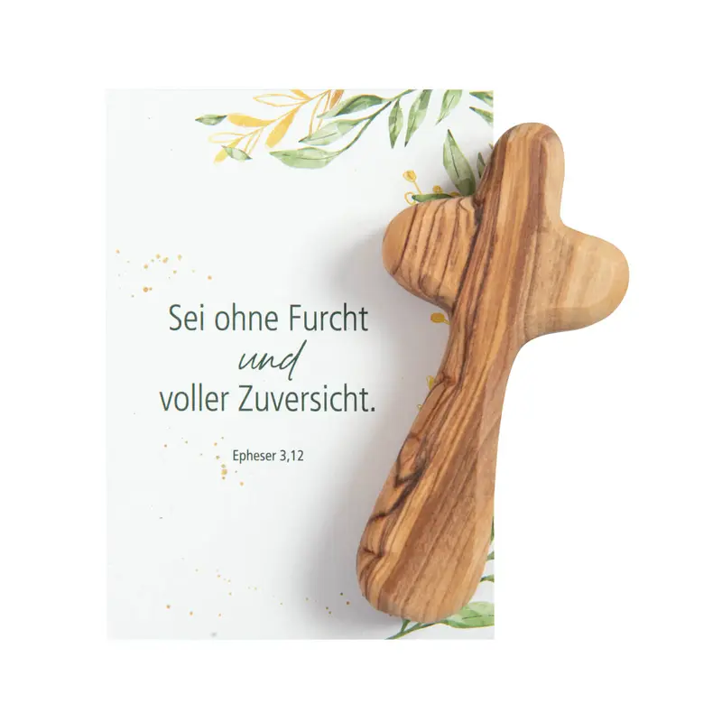 Handschmeichler Olivenholz Kreuz 9,5 cm mit Magnet