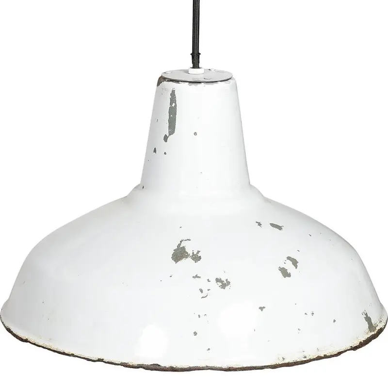 Hängelampe alte Fabriklampe aus Eisen - Weiß