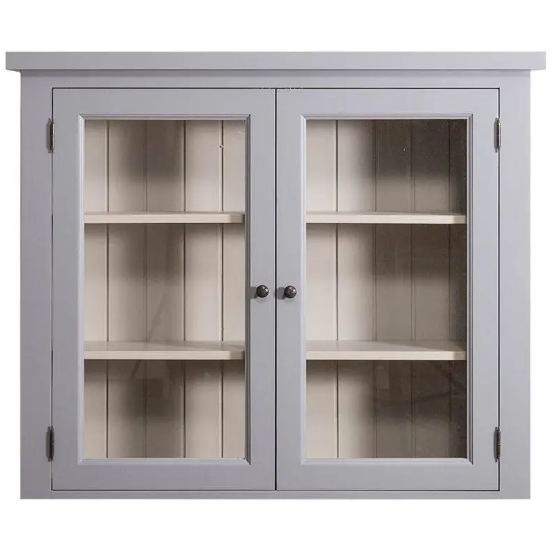 Hängeschrank aus Massivholz | Geschirrvitrine mit zwei Türen und Schaufenster
