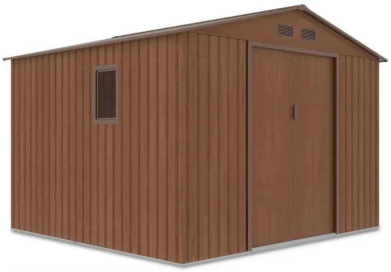 Hardmaister Metall Gerätehaus Hudson 277x255 cm Walnuss