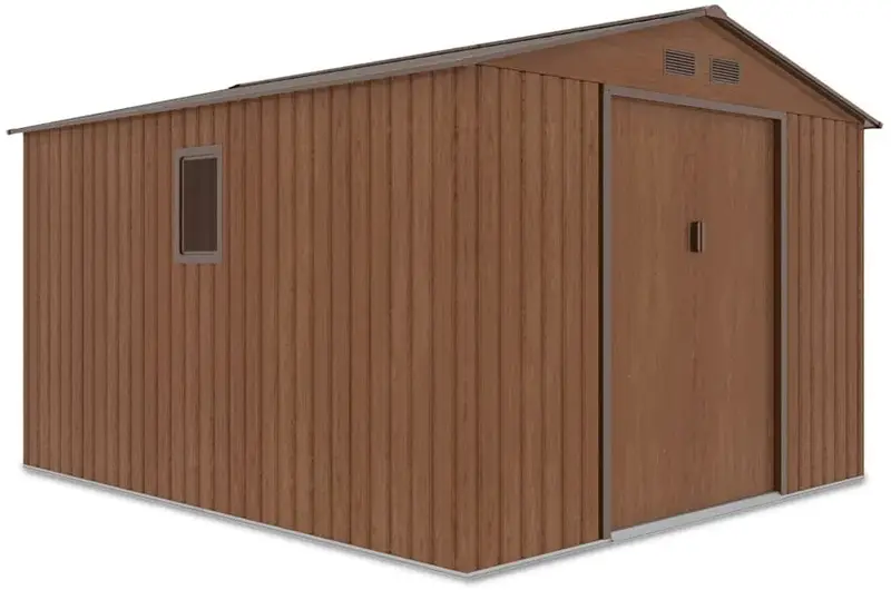 Hardmaister Metall Gerätehaus Hudson 277x319 cm Walnuss