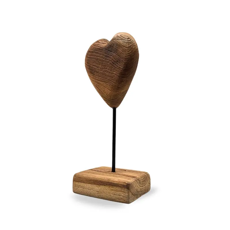 HERZ SKULPTUR "HEARTBEAT" | Teakholz | Wurzelholz Herz Figur