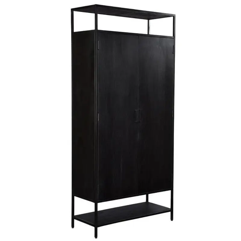 Highboard Kala 2-Türen aus Mangoholz 100*210cm - Schwarz
