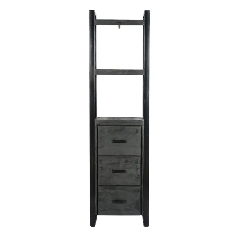 Highboard Norris 200cm aus Massivholz mit 3 Schubladen - Schwarz