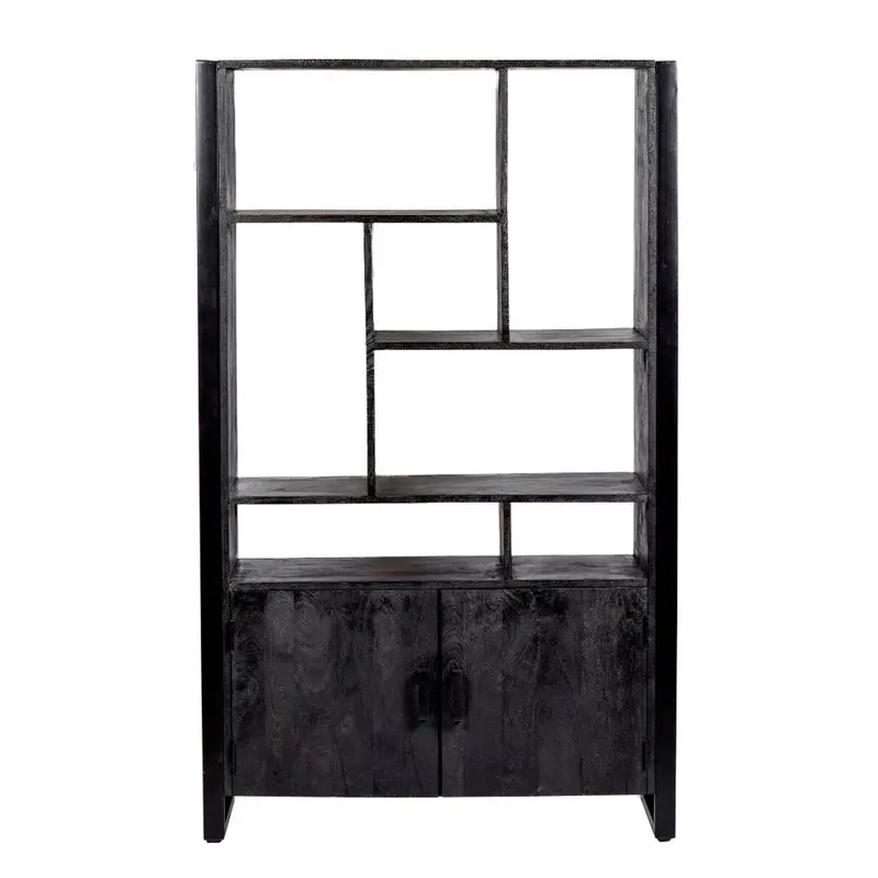 Highboard Norris aus Mangoholz 180cm - Schwarz
