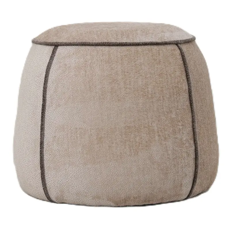 Hocker – Beige Stoffbezug, Kontrastierende Paspeln, Abgerundetes Design – Napoli | PTMD