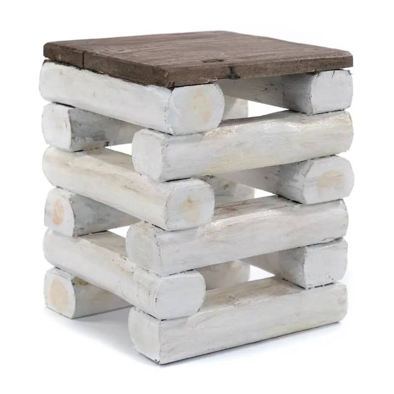 HOCKER "BLOCK 38" | 30x30x39cm (BxTxH), Altholz Teak | Sitzhocker | Farbe