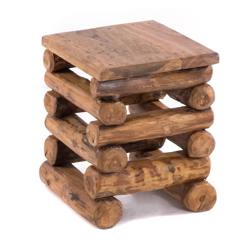 HOCKER "BLOCK 38" | 30x30x39cm (BxTxH), Altholz Teak | Sitzhocker | Farbe