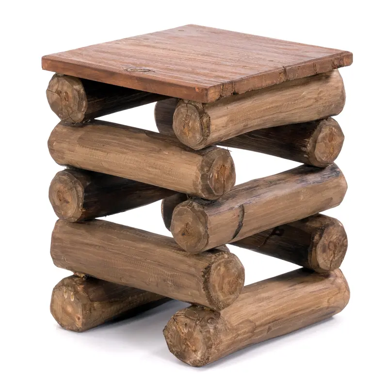 HOCKER "BLOCK 38" | 30x30x39cm (BxTxH), Altholz Teak | Sitzhocker | Farbe