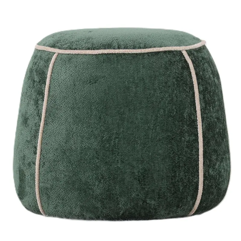 Hocker – Grüner Stoffbezug, Kontrastierende Paspeln, Abgerundetes Design – Napoli | PTMD