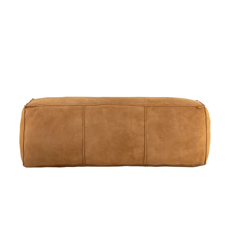 Hocker – Kamelbraunes Veloursleder, Rechteckige Form, Gepolstertes Design - Marieke | PTMD