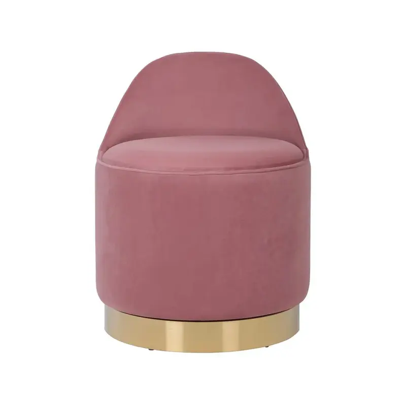 Hocker – Samtbezug, Gold Metallbasis, Altrosa Farbe - Viktor 125 | Kayoom