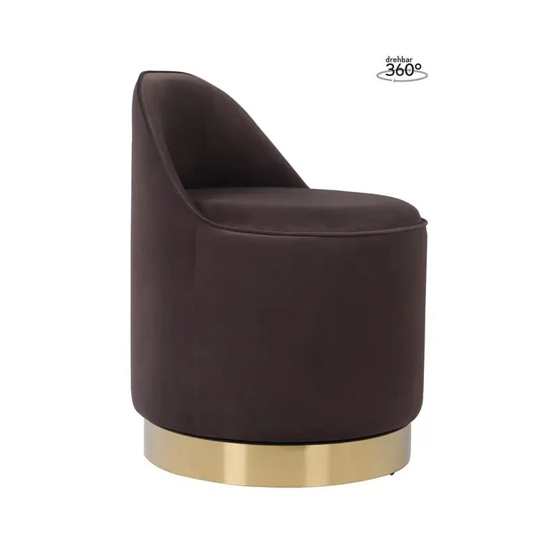 Hocker – Samtbezug, Gold Metallbasis, Braune Farbe - Viktor 125 | Kayoom