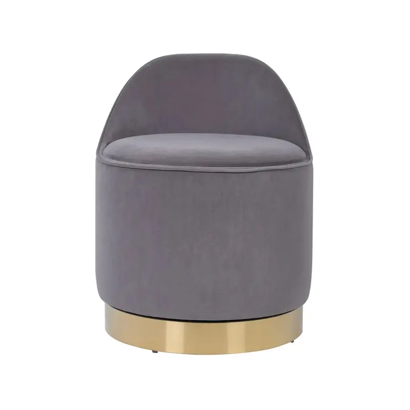 Hocker – Samtbezug, Gold Metallbasis, Graue Farbe - Viktor 125 | Kayoom