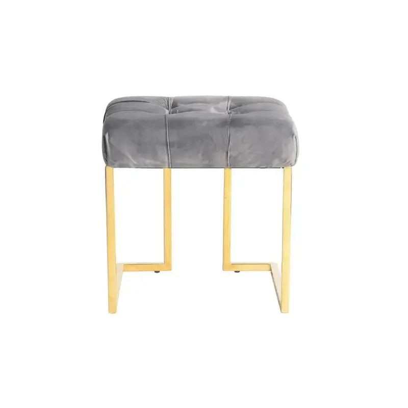 Hocker – Samtbezug, Goldenes Metall, Graue Farbe - Rarity 125 | Kayoom