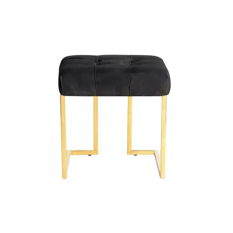 Hocker – Samtbezug, Goldenes Metall, Schwarze Farbe - Rarity 125 | Kayoom