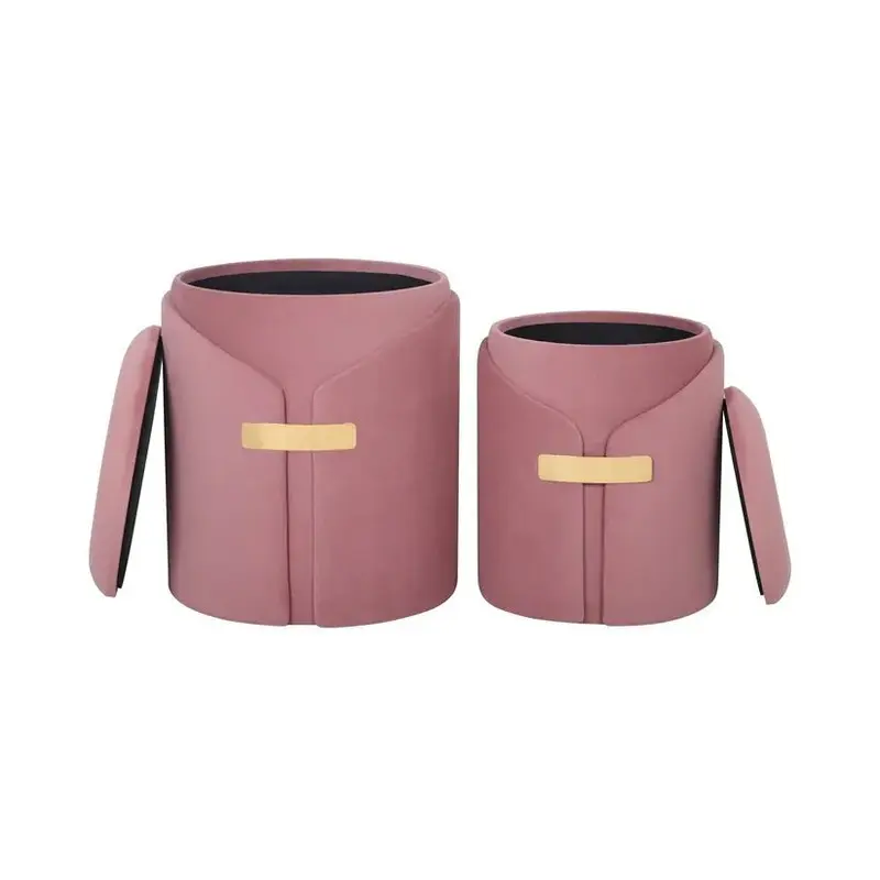 Hocker – Samtbezug, Stauraum Design, Altrosa Farbe - Forcet 125 | Kayoom