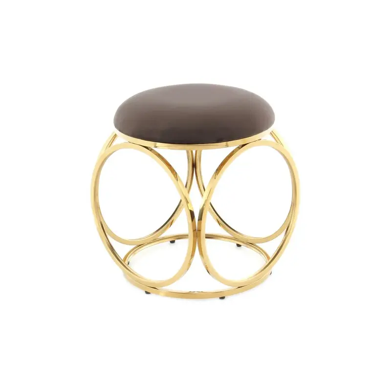 Hocker – Taupefarbener Samtbezug, Goldfarbenes Stahlgestell, Offenes Design, 49 cm - Whitney 325 | Kayoom