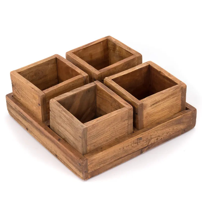 HOLZ AUFBEWAHRUNGSKISTEN "CUBO" | 24x9 cm (BxH), Mahagoni | Kistenset | Farbe
