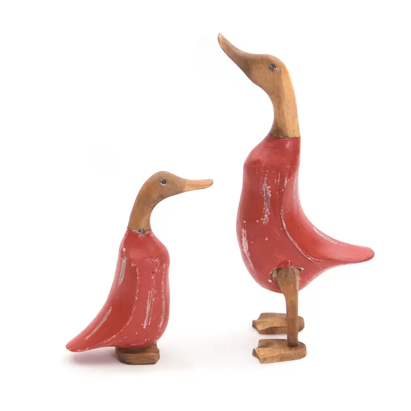 HOLZ ENTE "DUCK" | Mahagoni & Teakholz, 2-teilig | Deko Figur | Farbe