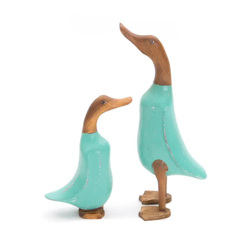 HOLZ ENTE "DUCK" | Mahagoni & Teakholz, 2-teilig | Deko Figur | Farbe