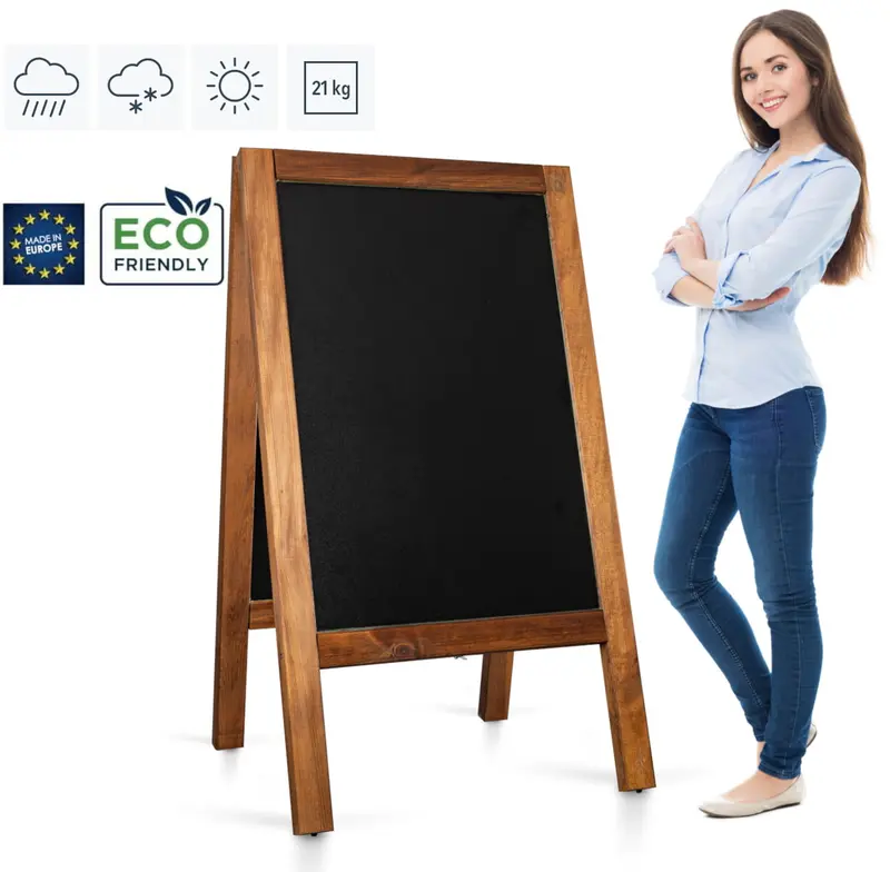Holz-Kundenstopper PRO (65 x 118 cm) - wetterfest als Werbeaufsteller