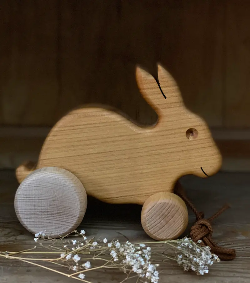 Holz Ziehtier Hase