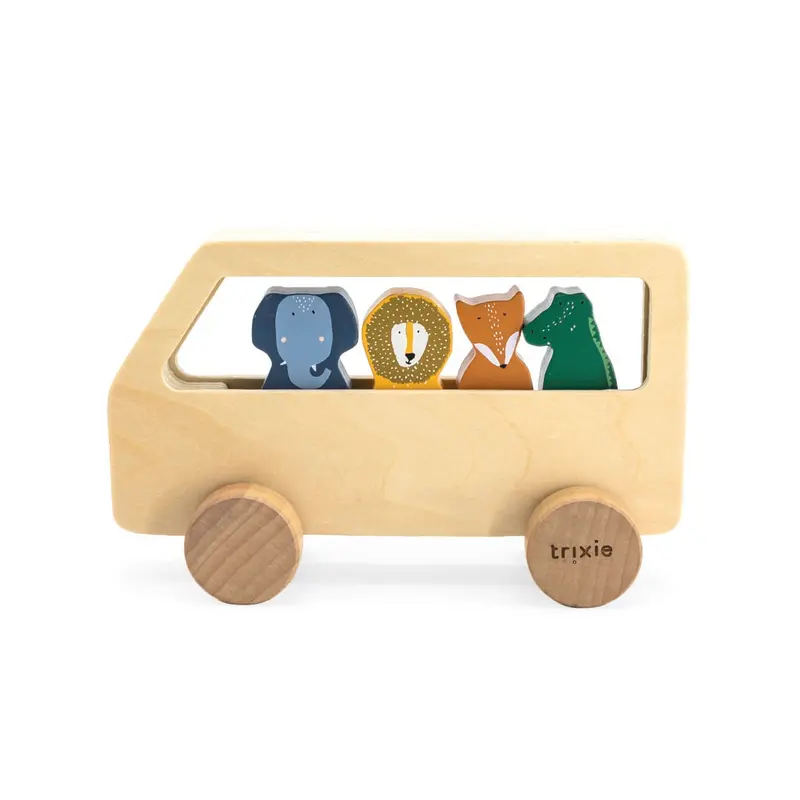 Holzbus mit Tieren