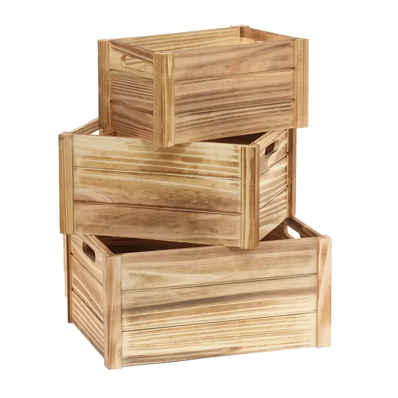 HOLZKISTEN SET "PURA" | natur, 3-teilig | Dekokisten Set