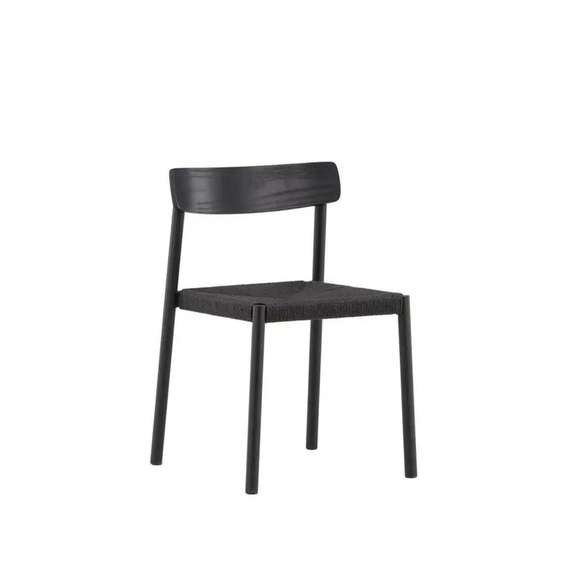 Holzstuhl Malmön mit Sitz aus Holzgeflecht - Schwarz