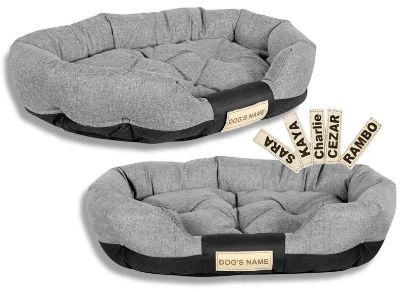 Hundebett 130 x 105 cm personalisierbar wasserabweisend grau