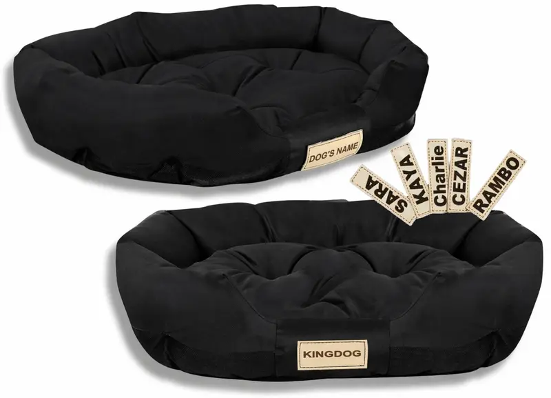 Hundebett 130 x 105 cm personalisierbar wasserabweisend schwarz