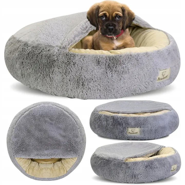Hundebett FLUFFY 80 cm hellgrau