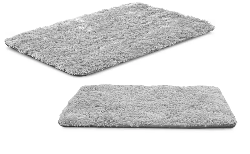 Hundebett mata 80 x 60 cm shaggy hellgrau rutschhemmend