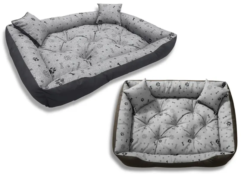 Hundebett mit Rand 100 x 75 cm wasserabweisend kości schwarz