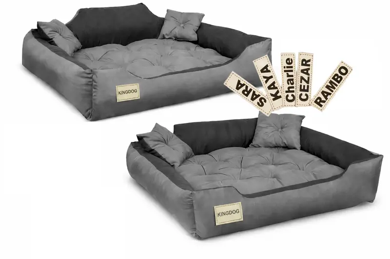 Hundebett mit Rand 75 x 65 cm personalisierbar grau