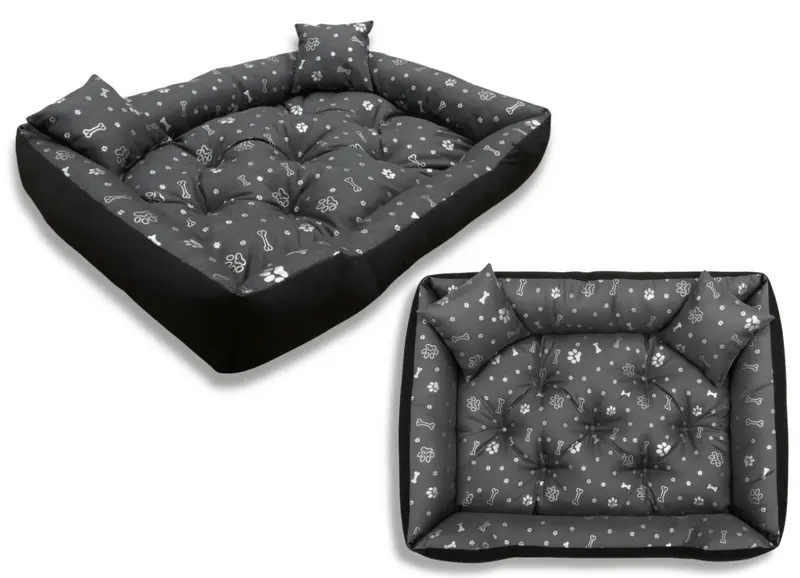 Hundebett mit Rand 75 x 65 cm wasserabweisend kości srebrne