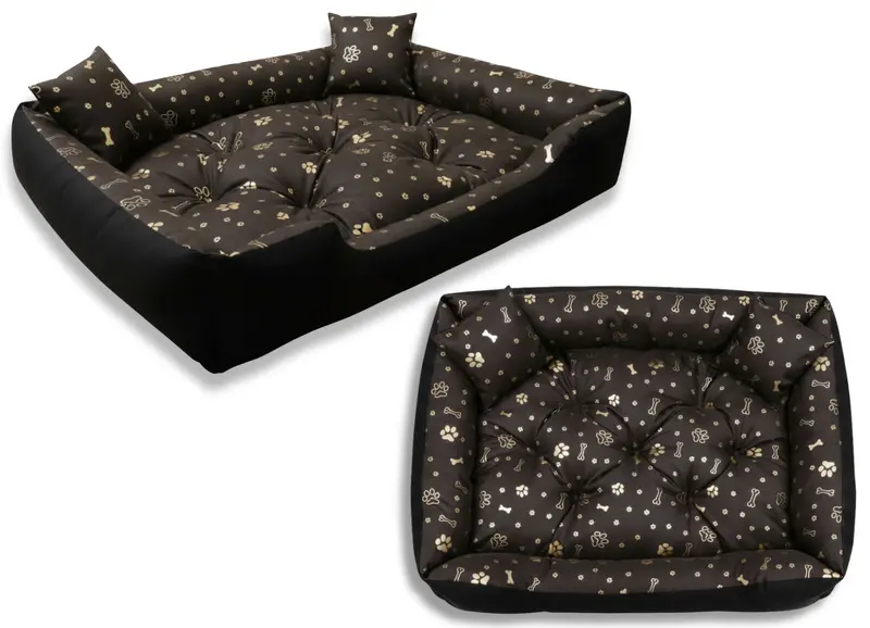 Hundebett mit Rand 75 x 65 cm wasserabweisend kości złote