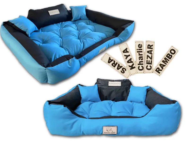 Hundebett mit Rand KINGDOG 115 x 95 cm personalisierbar wasserabweisend niebieskie