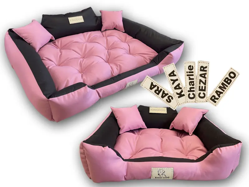 Hundebett mit Rand KINGDOG 55 x 45 cm personalisierbar wasserabweisend różowe