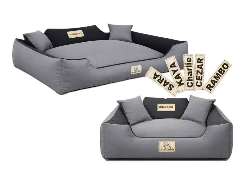 Hundebett mit Rand KINGDOG MM43 115 x 95 cm personalisierbar rozbieralne rutschhemmend dunkelgrau