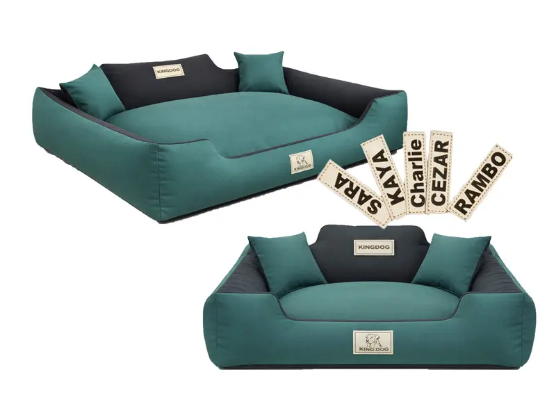 Hundebett mit Rand KINGDOG MM43 75 x 65 cm personalisierbar rozbieralne rutschhemmend grün