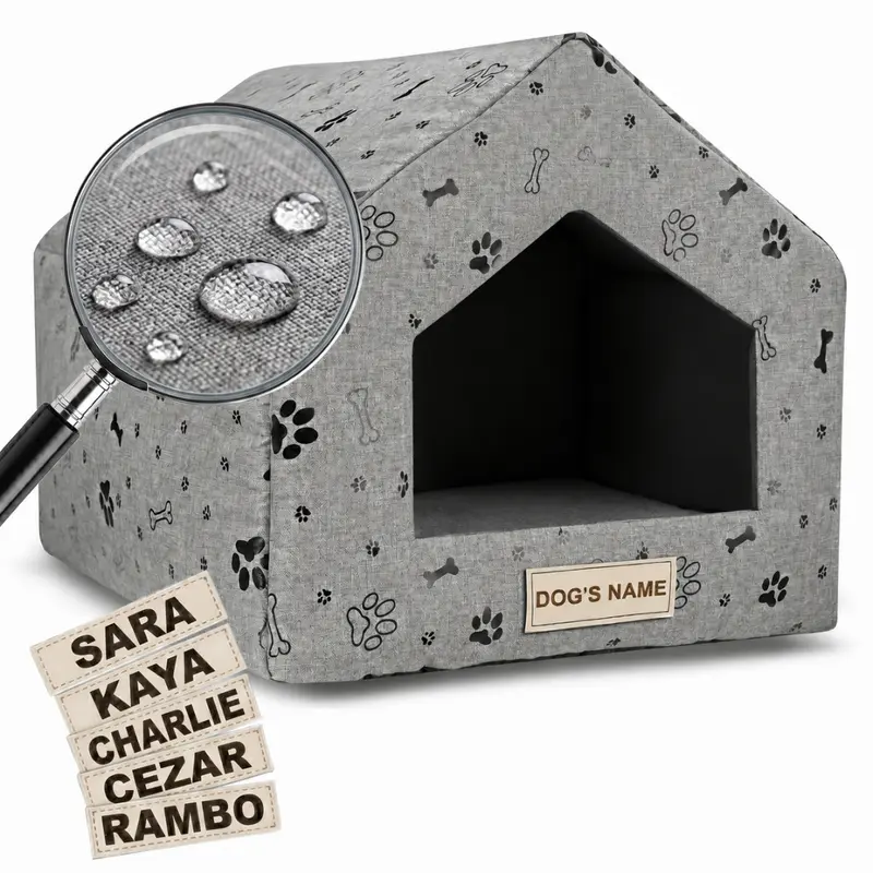 Hundehöhle personalisierbar 50 x 40 cm H=38 cm Pfoten schwarz